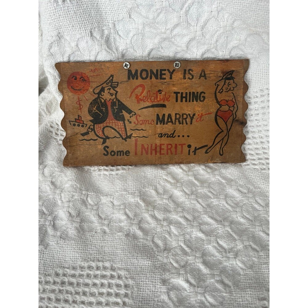 Vintage 50s Wooden Komic Kard Wall Art